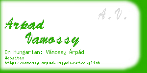 arpad vamossy business card